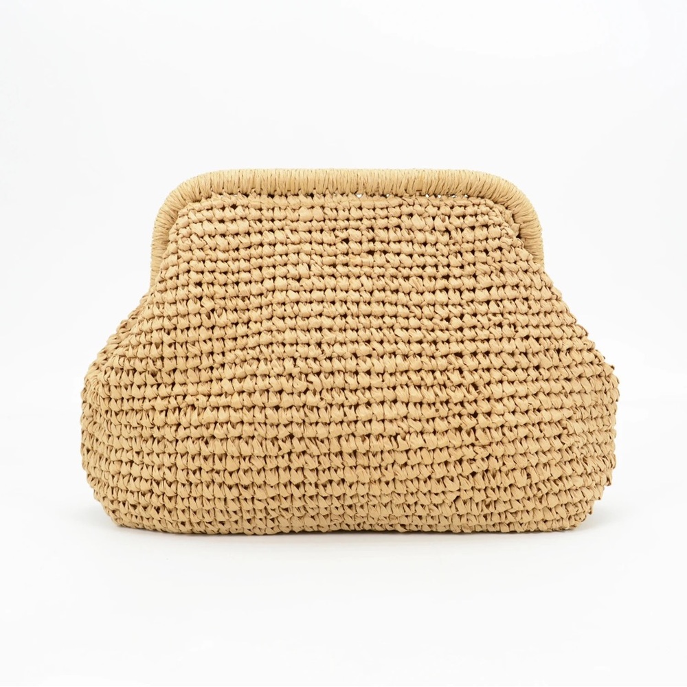 Source Unknown Raffia Dumpling Clutch Bag